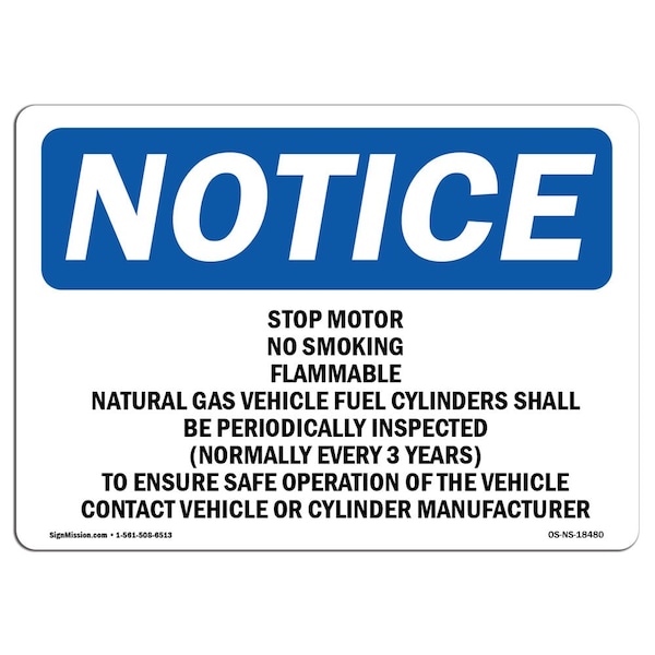OSHA, Stop Motor No Smoking Flammable CNG Shall, 5in X 3.5in, 10PK, 3.5" W, 5" L, Landscap, PK10